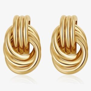 Triple Knot Elegant Gold Earrings
